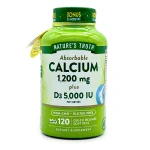 کلسیم و ویتامین D3 نیچرز تروث ۱۲۰۰ میلی‌گرم ۱۲۰ عددی  Nature’s Truth Absorbable Calcium Quick Release Softgels