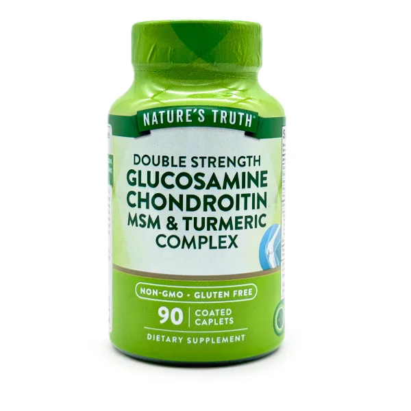 natures-truth-double-strength-glucosamine-chondroitin-msm-turmeric-90-caplets-webp-1 کپسول گلوکوزامین کندروئیتین اماسام و زردچوبه نیچرز تروث 90 عددی Nature’s Truth Double Strength Glucosamine Chondroitin MSM & Turmeric Complex 90 Coated Caplets - تصویر 1