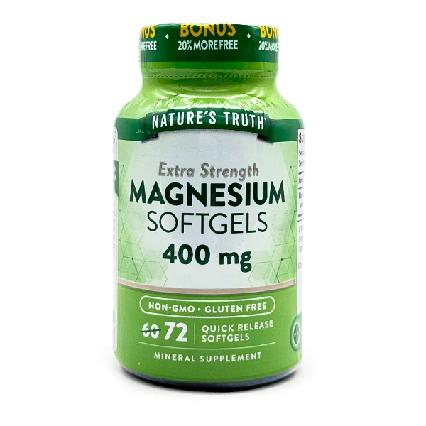 natures-truth-extra-strength-magnesium-400mg-72-softgels-webp-1 منیزیم اکساید نیچرز تروث 400 میلیگرم 72 عددی Nature’s Truth Extra Strength Magnesium Quick Release Softgels - تصویر 1