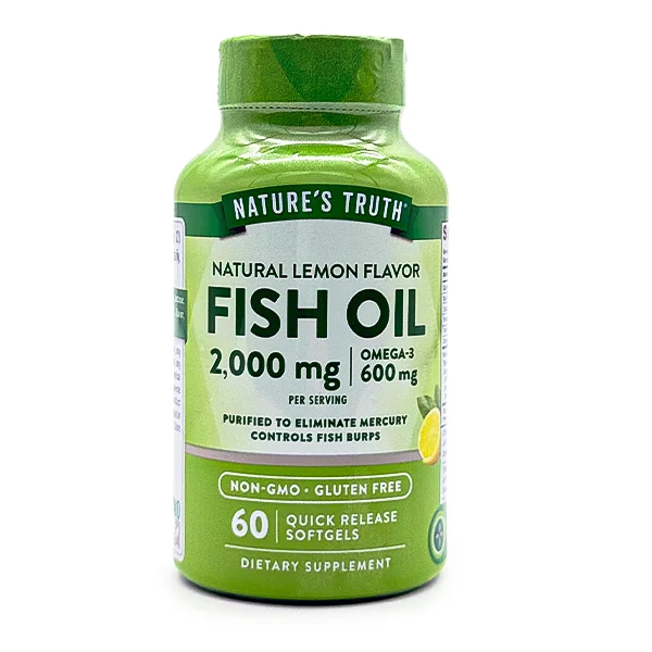 natures-truth-fish-oil-2000mg-lemon-flavor-60-softgels-webp-1 امگا 3 روغن ماهی نیچرز تروث 2000 میلیگرم 60 عددی Nature’s Truth Fish Oil Softgels - تصویر 1
