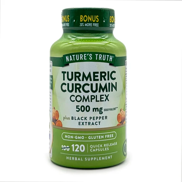 natures-truth-turmeric-curcumin-complex-500-mg-120-capsules-webp-1 عصاره زردچوبه کورکومین کمپلکس نیچرز تروث دوز 500 میلیگرم 120 عددی Nature’s Truth Turmeric Curcumin Capsules - تصویر 1