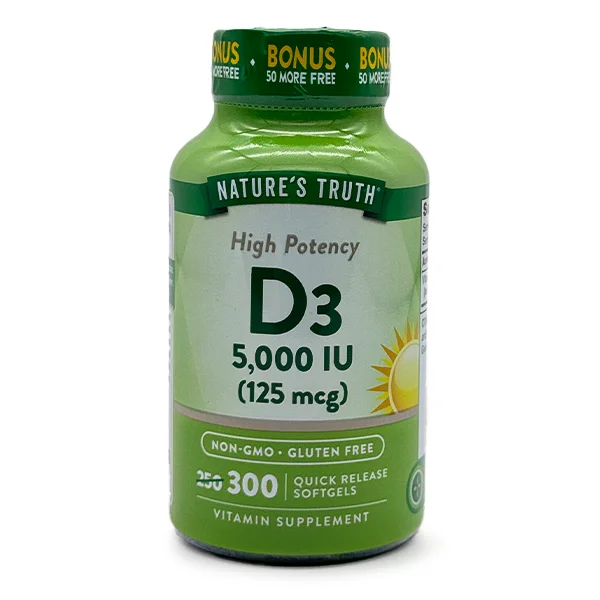 natures-truth-vitamin-d3-5000-iu-300-softgels-webp-1 ویتامین D3 نیچرز تروث دوز 5000 واحد 300 عددی Nature’s Truth Vitamin D3 5000 IU 300 Softgels - تصویر 1