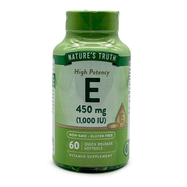 natures-truth-vitamin-e-1000-iu-450-mg-60-softgels-webp-1 ویتامین E نیچرز تروث دوز 450 میلیگرم 1000 IU تعداد 60 عددی Nature’s Truth Vitamin E 450 Softgels - تصویر 1