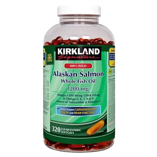 kirkland-signature-wild-alaskan-full-omega-salmon-oil-webp-1 روغن سالمون کامل آلاسکا کرکلند Kirkland Signature Wild Alaskan Salmon Oil 1200mg - تصویر 1