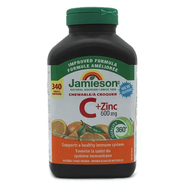 jamieson-c-zinc-chewable-webp-1 ویتامین سی و زینک جیمیسون Jamieson C + Zinc 600 mg - تصویر 1